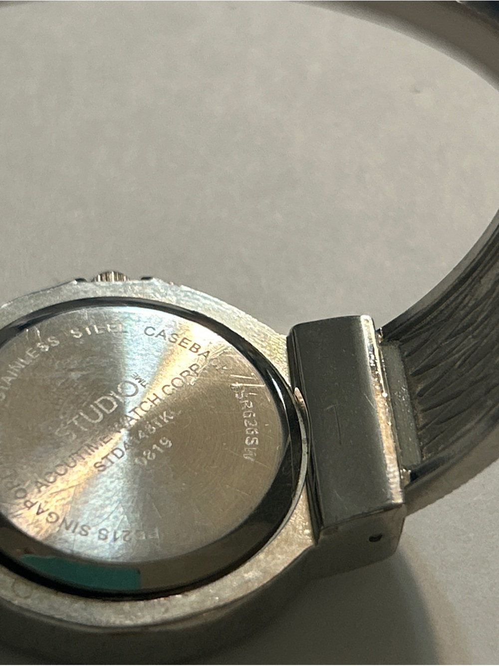 Studio Time Silver Inlay Hinged Cuff Watch Rhinestone Halo - RUNNING - Picture 2 of 5